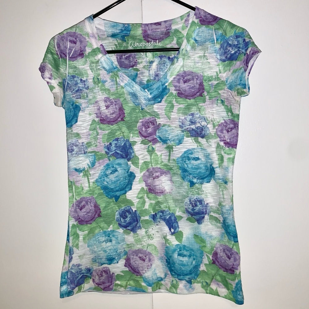 Aeropostale Blue Purple Tee Shirt Short Sleeves